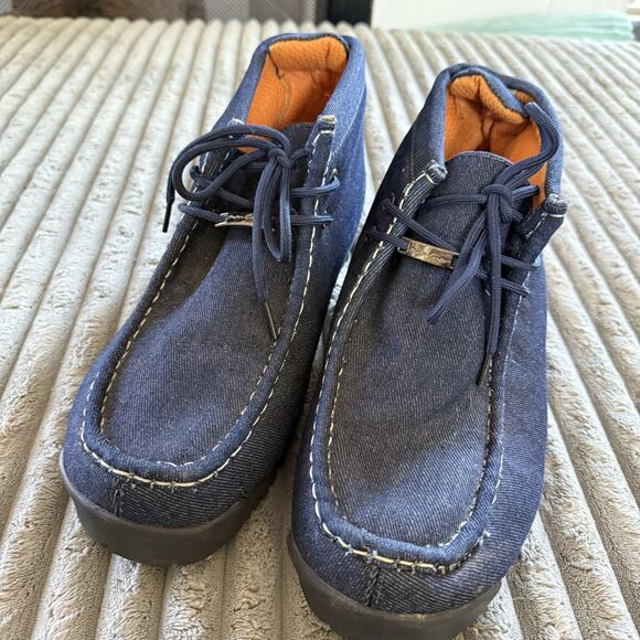 Denim Chukka Ankle Men US 11 Boot Blue Lace Up Cushioned - Picture 4 of 9